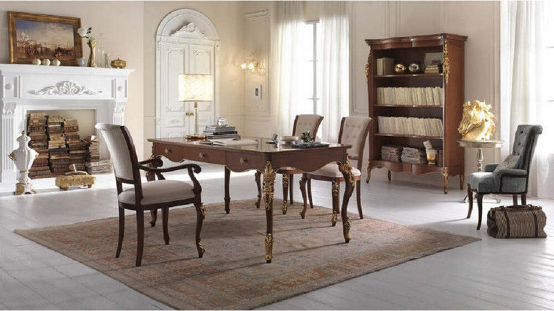 MOBILI-2G---LIBRERIA-CLASSICA-SAGOMATA-IN-LEGNO-TINTA-NOCE-L.145-P.50-H.203