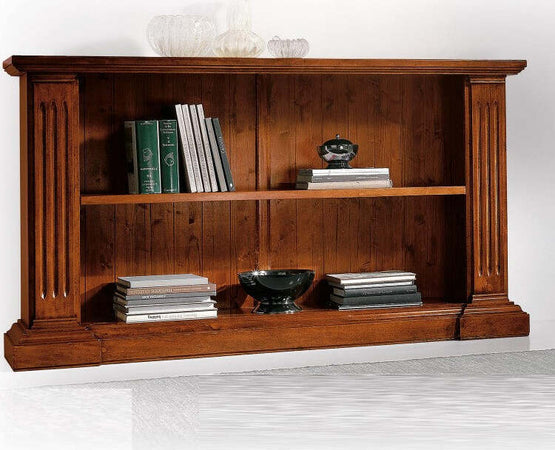 MOBILI-2G---LIBRERIA-IN-LEGNO-MASSELLO-CON-FREGI-TINTA-NOCE-L.177-x-P.40-H.101