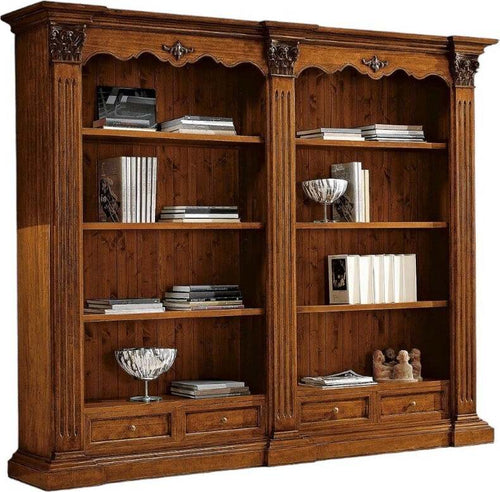 MOBILI-2G---LIBRERIA-IN-LEGNO-TINTA-NOCE-STILE-CORINTIO-254x49x211