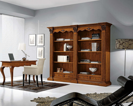 MOBILI-2G---LIBRERIA-IN-LEGNO-TINTA-NOCE-STILE-CORINTIO-254x49x211