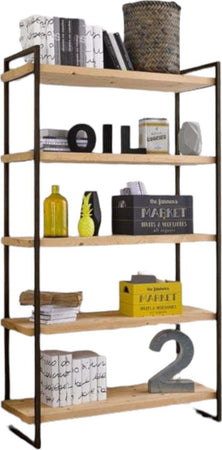 MOBILI-2G---LIBRERIA-INDUSTRIAL-CORTINA-IN-LEGNO-MASSELLO-DI-ABETE-120X45X205