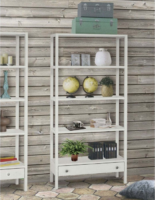 MOBILI-2G---LIBRERIA-LACCATA-BIANCA-CON-CASSETTO-90X32X180