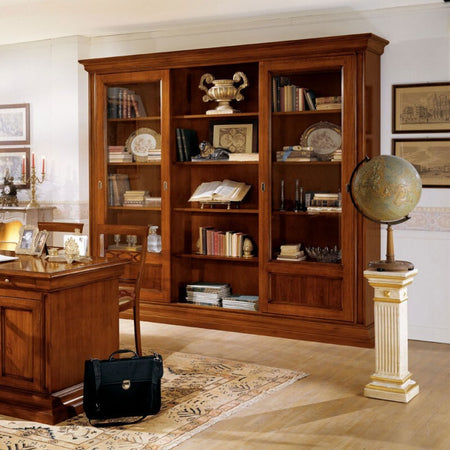 MOBILI-2G---LIBRERIA-STUDIO-CLASSICO-IN-LEGNO-TINTA-NOCE