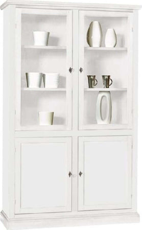 MOBILI-2G---LIBRERIA-VETRINA-CLASSICA-IN-LEGNO-BIANCO-120X41X187H