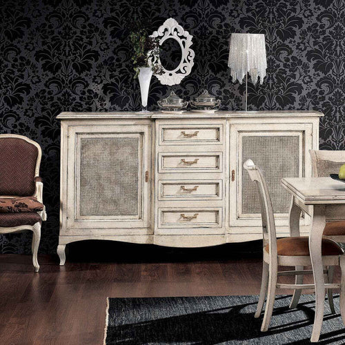 MOBILI-2G---MADIA-2-PORTE-4-CASSETTI-PAGLIA-DI-VIENNA-SHABBY-200X52x113