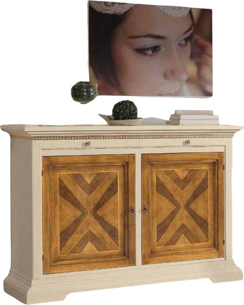 MOBILI-2G---MADIA-CREDENZA-2-ANTE-IN-LEGNO-AVORIO/NOCE-L.160-P.53-H.-115