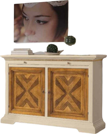 MOBILI-2G---MADIA-CREDENZA-2-ANTE-IN-LEGNO-AVORIO/NOCE-L.160-P.53-H.-115