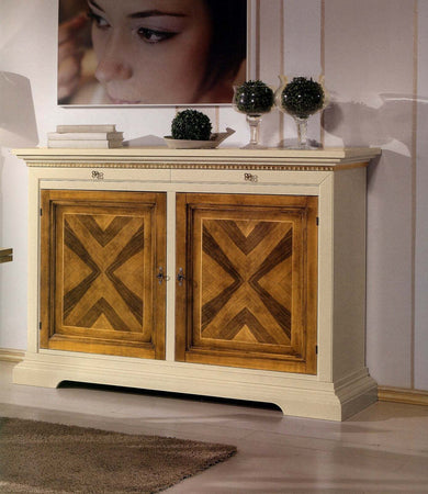 MOBILI-2G---MADIA-CREDENZA-2-ANTE-IN-LEGNO-AVORIO/NOCE-L.160-P.53-H.-115