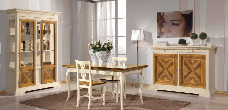 MOBILI-2G---MADIA-CREDENZA-2-ANTE-IN-LEGNO-AVORIO/NOCE-L.160-P.53-H.-115