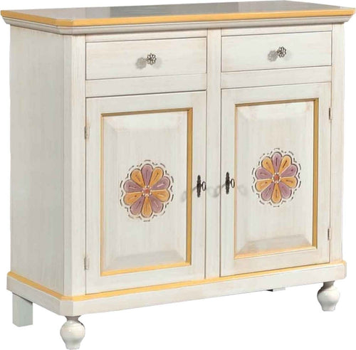 MOBILI-2G---MADIA-CREDENZA-2-ANTE-LEGNO-AVORIO-PENNELLATO-E-DECORI-104x43x98
