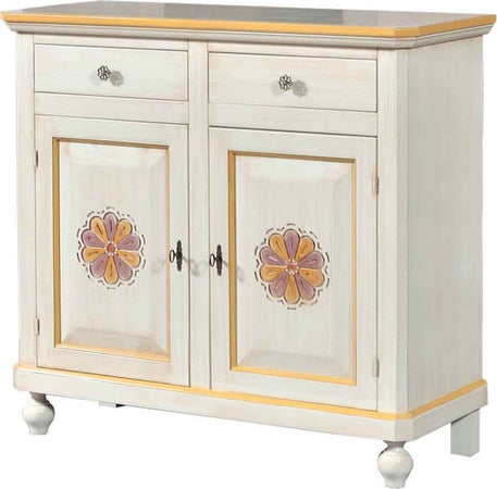 MOBILI-2G---MADIA-CREDENZA-2-ANTE-LEGNO-AVORIO-PENNELLATO-E-DECORI-104x43x98