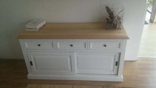 MOBILI-2G---MADIA-CREDENZA-2-ANTE-SCORREVOLI-3-CASSETTI-BICOLORE-BIANCO-L.157-P.53-H.80