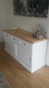 MOBILI-2G---MADIA-CREDENZA-2-ANTE-SCORREVOLI-3-CASSETTI-BICOLORE-BIANCO-L.157-P.53-H.80