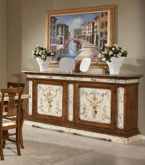 MOBILI-2G---MADIA-CREDENZA-2-PORTE-ARTE-POVERA-LACCATO-DIPINTO/BASSANO-213-X-54-X-H.-109