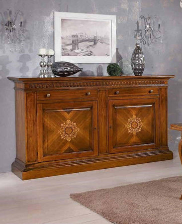 MOBILI-2G---MADIA-CREDENZA-2-PORTE-IN-LEGNO-INTARSIATA-TINTA-NOCE-L.215-P.54-H.122