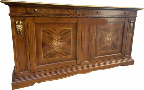 MOBILI-2G---MADIA-CREDENZA-2-PORTE-IN-LEGNO-TINTA-BASSANO/FOGLIA-ORO-213X55X115