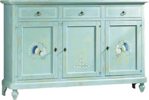 MOBILI-2G---MADIA-CREDENZA-3-PORTE-IN-LEGNO-SHABBY-CHIC-VERDE-CONSUMATO-160X50X102