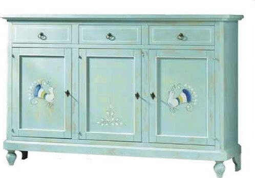 MOBILI-2G---MADIA-CREDENZA-3-PORTE-IN-LEGNO-SHABBY-CHIC-VERDE-CONSUMATO-160X50X102
