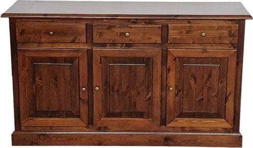 MOBILI-2G---Madia-credenza-3-porte-massello-pino-rustica-tinta-noce-147X45X85