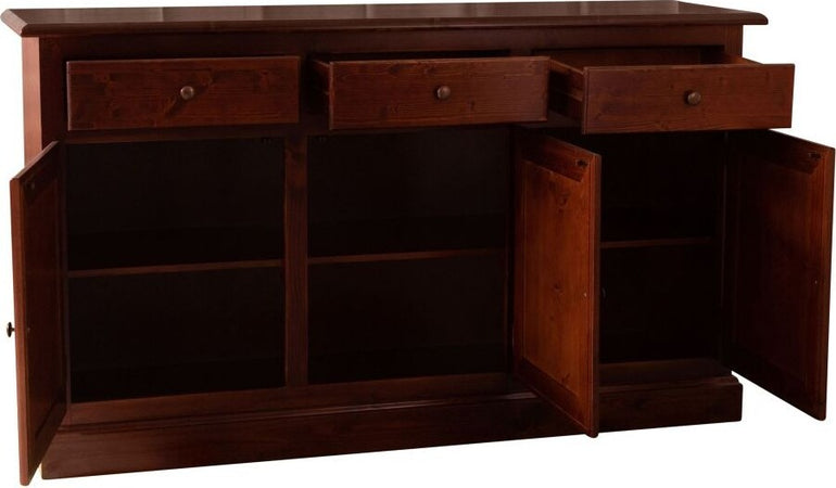 MOBILI-2G---Madia-credenza-3-porte-massello-pino-rustica-tinta-noce-147X45X85