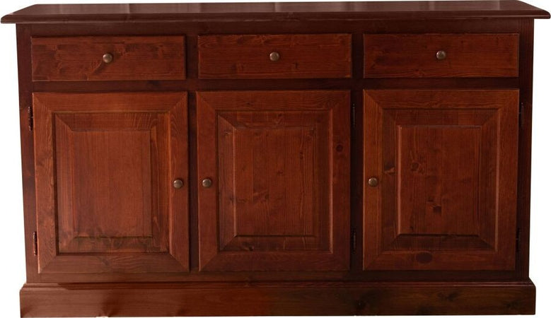 MOBILI-2G---Madia-credenza-3-porte-massello-pino-rustica-tinta-noce-147X45X85