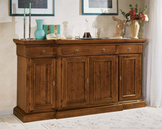 MOBILI-2G---MADIA-CREDENZA-4-PORTE-4-CASSETTI-IN-LEGNO-ARTE-POVERA-L.-224-P.52-H.115
