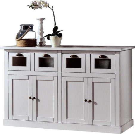 MOBILI-2G---MADIA-CREDENZA-4-PORTE-4-CASSETTI-LEGNO-BIANCO-130X50X86