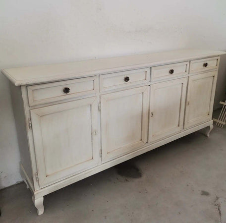 MOBILI-2G---Madia-credenza-4-porte-legno-shabby-bianco-anticato-205x45x98
