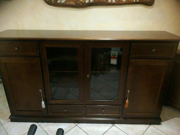 MOBILI-2G---MADIA-CREDENZA-4-PORTE-LEGNO-TINTA-NOCE-L.205-P.49-H.113