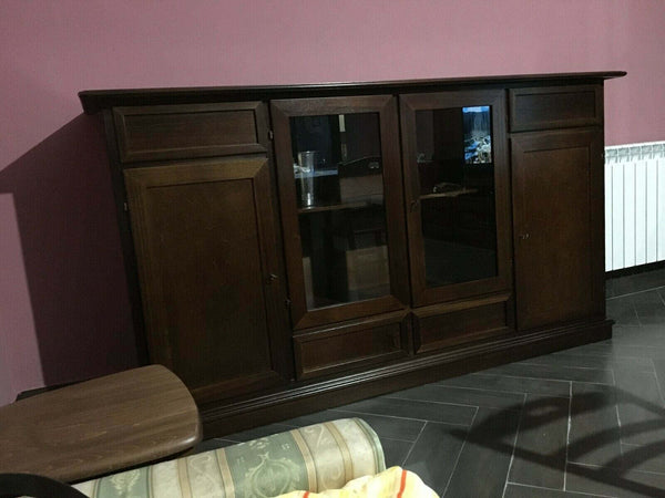 MOBILI-2G---MADIA-CREDENZA-4-PORTE-LEGNO-TINTA-NOCE-L.205-P.49-H.113