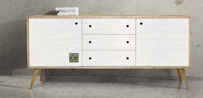 MOBILI-2G---MADIA-CREDENZA-ABETE-SPAZZOLATO-NATURALE/-BIANCO-185X50X84