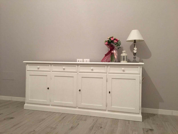 MOBILI-2G---MADIA-CREDENZA-ARTE-POVERA-4-PORTE-LEGNO-BIANCO-205X42X86