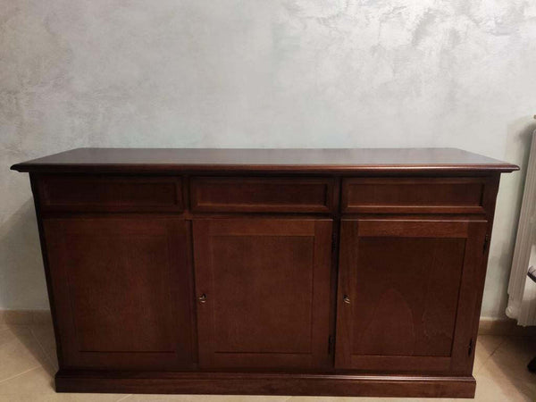 MOBILI-2G---MADIA-CREDENZA-ARTE-POVERA-IN-LEGNO-3-PORTE-TINTA-NOCE-156x42x85
