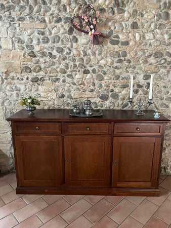 MOBILI-2G---MADIA-CREDENZA-ARTE-POVERA-IN-LEGNO-3-PORTE-TINTA-NOCE-156x42x85
