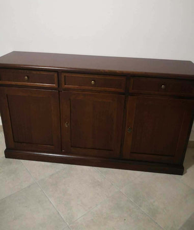 MOBILI-2G---MADIA-CREDENZA-ARTE-POVERA-IN-LEGNO-3-PORTE-TINTA-NOCE-156x42x85