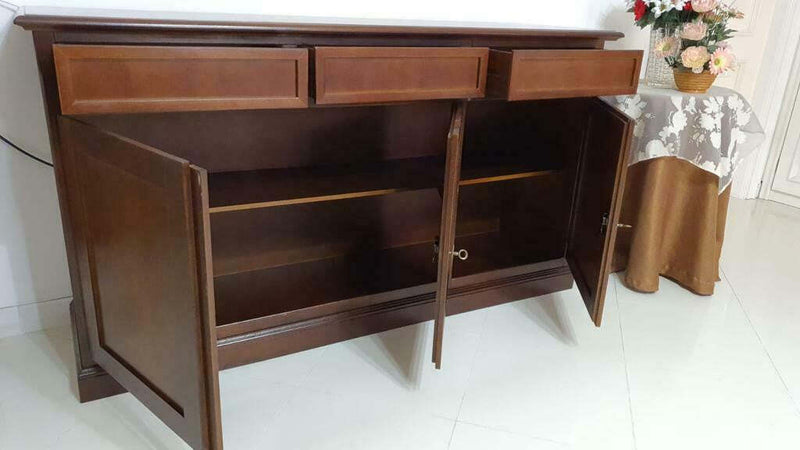 MOBILI-2G---MADIA-CREDENZA-ARTE-POVERA-IN-LEGNO-3-PORTE-TINTA-NOCE-156x42x85