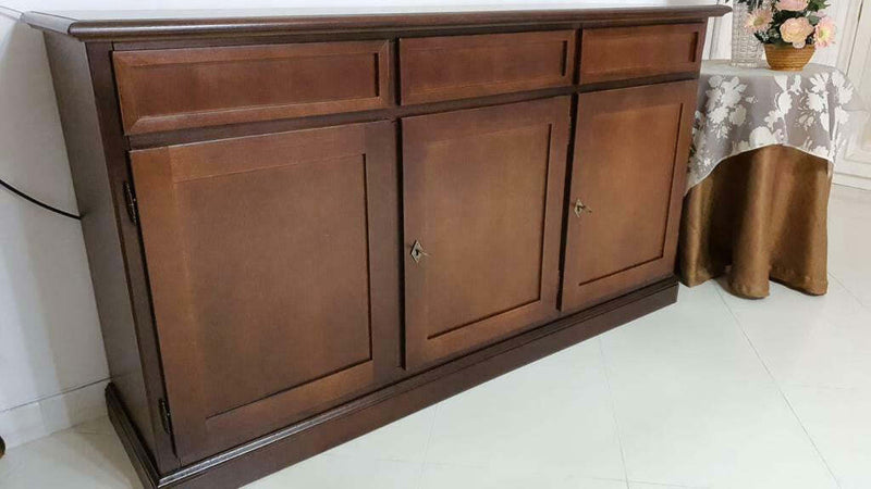 MOBILI-2G---MADIA-CREDENZA-ARTE-POVERA-IN-LEGNO-3-PORTE-TINTA-NOCE-156x42x85