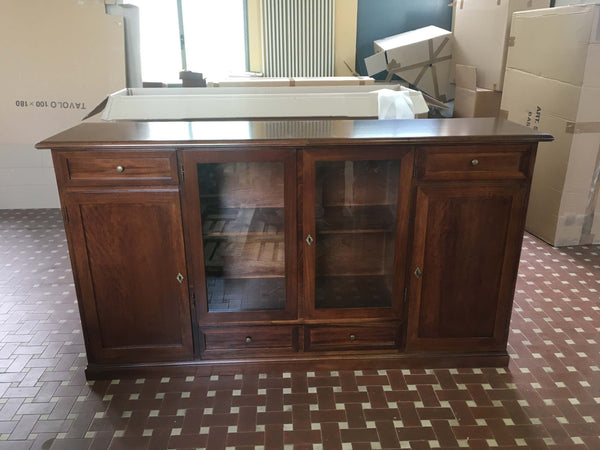 MOBILI-2G---MADIA-CREDENZA-ARTE-POVERA-IN-LEGNO-4-PORTE-TINTA-NOCE-L.205-P.49-H.113