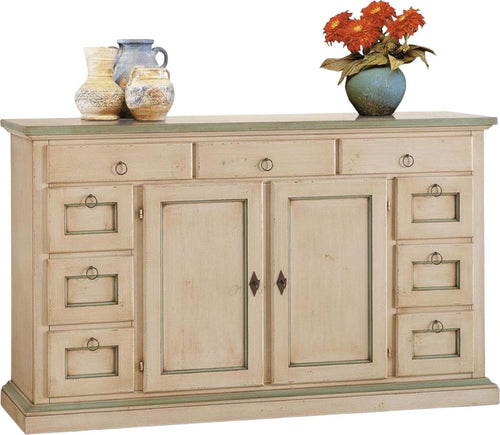 MOBILI-2G---MADIA-CREDENZA-IN-LEGNO-2-ANTE-E-9-CASSETTI-SHABBY-CHIC-160X45X95