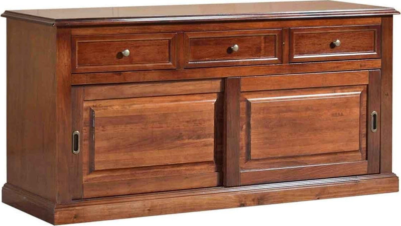 MOBILI-2G---MADIA-CREDENZA-IN-LEGNO-2-PORTE-SCORREVOLI-TINTA-NOCE-L.157-P.53-H.78