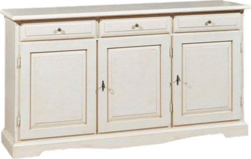 MOBILI-2G---MADIA-CREDENZA-IN-LEGNO-3-ANTE-AVORIO-PATINATO-156-P.42-H.85