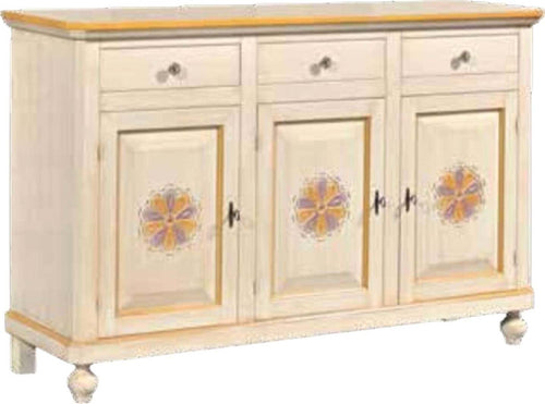 MOBILI-2G---MADIA-CREDENZA-IN-LEGNO-3-ANTE-AVORIO-PENNELLATO-L.150-P.43-H.98