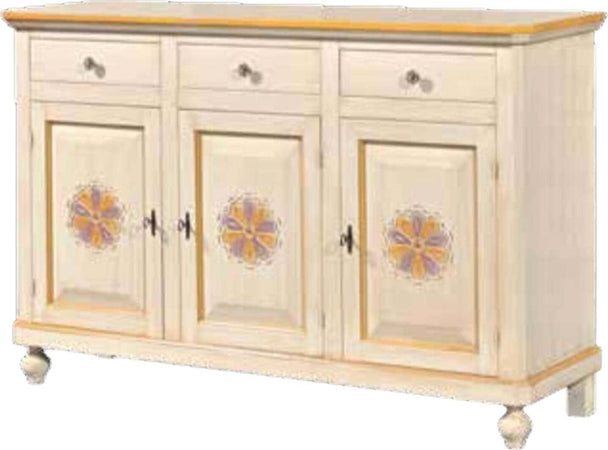 MOBILI-2G---MADIA-CREDENZA-IN-LEGNO-3-ANTE-AVORIO-PENNELLATO-L.150-P.43-H.98