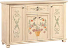 MOBILI-2G---MADIA-CREDENZA-IN-LEGNO-4-PORTE-AVORIO-PENNELLATO-E-DECORI-L.159-P.49-H.107