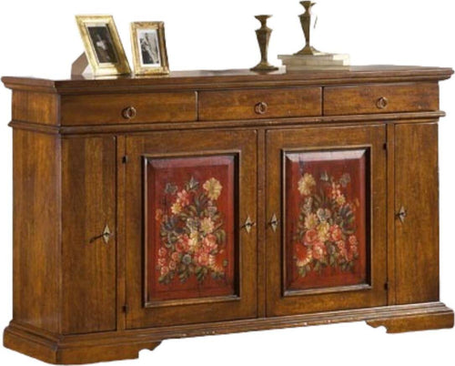 MOBILI-2G---Madia-Credenza-in-legno-4-porte-noce-antico-con-decori-201x-52-x114