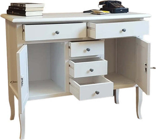 MOBILI-2G---MADIA-CREDENZA-IN-LEGNO-BIANCO-OPACO-100x40x85h