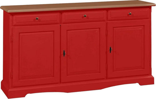 MOBILI-2G---MADIA-CREDENZA-IN-LEGNO-LACCATO-PENNELLATO-ROSSO-L.156-P.42-H.85