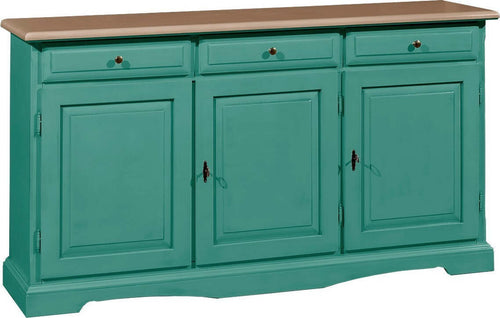 MOBILI-2G---MADIA-CREDENZA-IN-LEGNO-LACCATO-PENNELLATO-VERDE-L.156-P.42-H.85