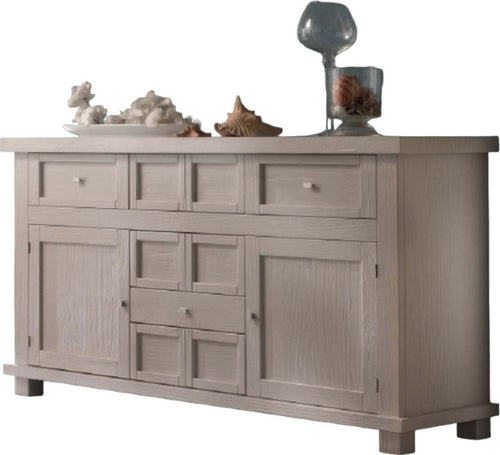 MOBILI-2G---MADIA-CREDENZA-IN-LEGNO-MASSELLO-2-ANTE-5-CASSETTI-GRIGIO-L.166-P.45-H.86