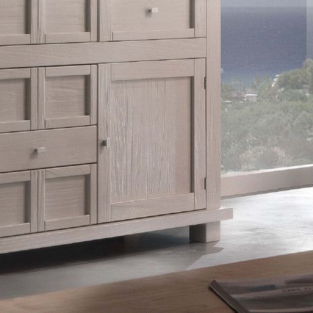 MOBILI-2G---MADIA-CREDENZA-IN-LEGNO-MASSELLO-2-ANTE-5-CASSETTI-GRIGIO-L.166-P.45-H.86